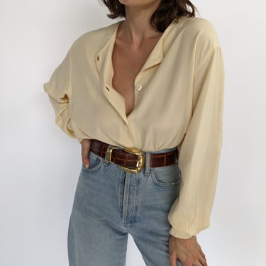 Beautiful Vintage Pale Butter Silk Blouse