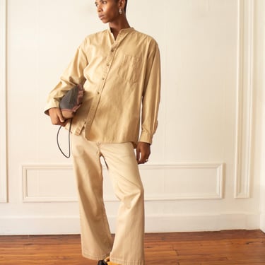 1970s Levi's Khaki Cotton Shadow Striped Bell Bottoms 