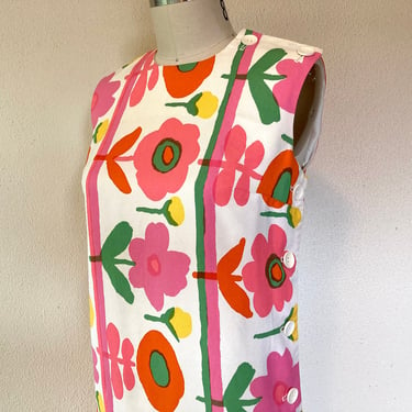 1960s Mod floral print shift dress 