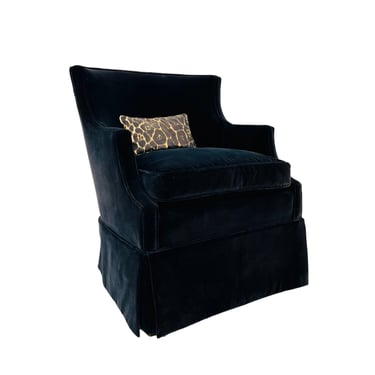 #1300 Single Skirted Black Mohair Armchair