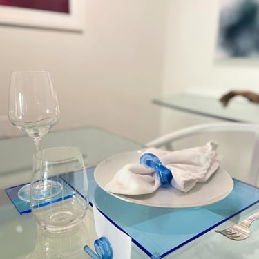 4 CHOFA COASTERS Blue Acrylic Coasters, Chofa Home, Blue Coasters, Acrylic Square Coasters, Contemporary Dining Table Decor 