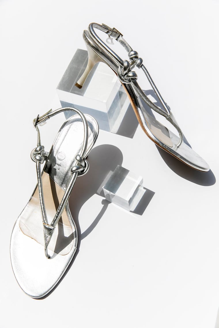 DIOR 90s Silver Knotted Heeled Sandals | Garment | Bouldin Creek ...