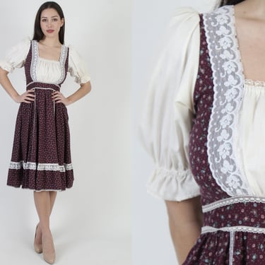 Gunne Sax Calico Floral Dirndl Dress - Size 9 