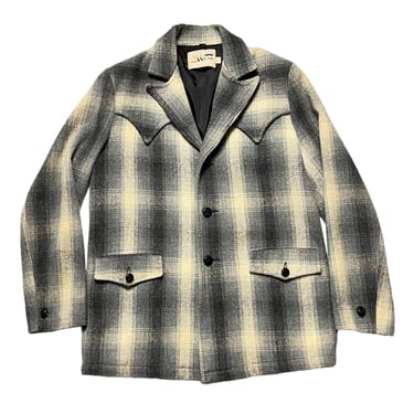 Vintage 1960s/1970s ALL-WEAR Wool Western Jacket ~ size 40 ~ Rockabilly / Cowboy / Rancher ~ Shadow Plaid 