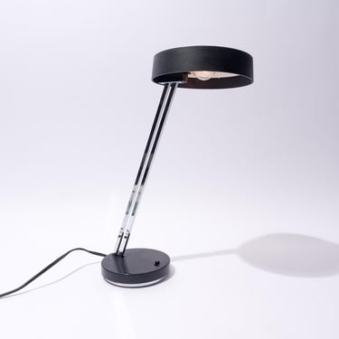 Mid Century, Modernist style Desk Lamp, Lightolier, Black, chrome, and White, 1960s 