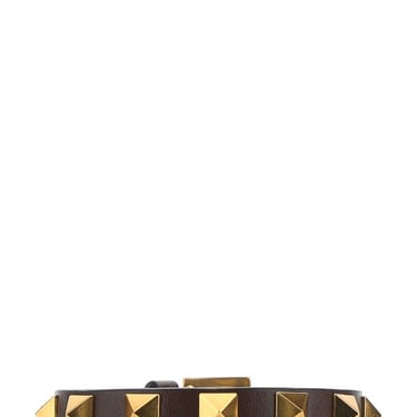 Valentino Garavani Man Chocolate Leather Rockstud Bracelet