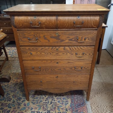 Antique 6 Drawer Oak Dresser, 36 x 19.5 x 46