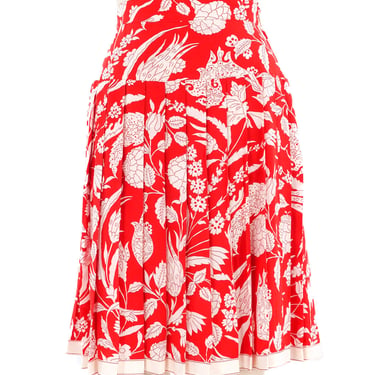 Genny Red Pleated Silk Skirt