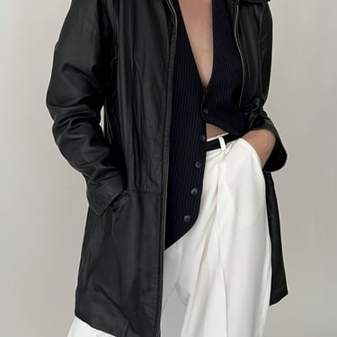 Vintage Black Zip Up Leather Jacket