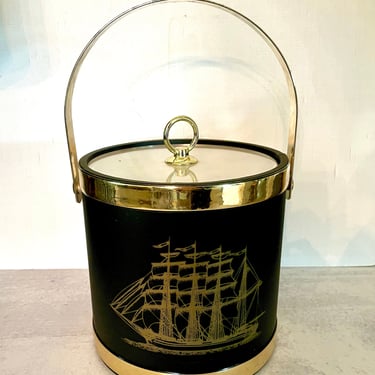 Vintage Insulated Ice Bucket with Handle Shelton Ware Clipper Ship Ice Bucket 