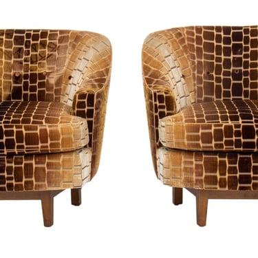 Edward Wormley for Dunbar Swivel Lounge Chairs, Pr