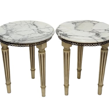 Pair French Louis XVI Empire Style Side Tables 