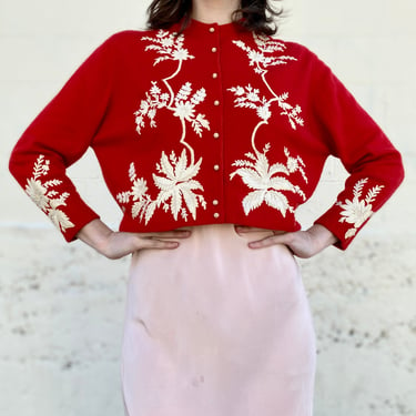 Ruby Embroidered Wool Cardigan