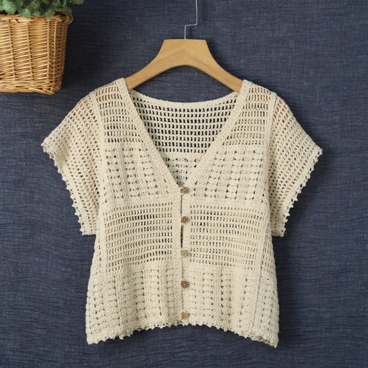 Knit Short-Sleeve Cardigan