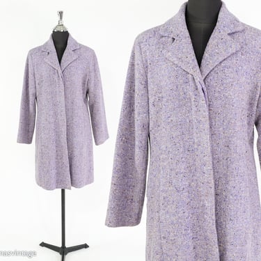 1960s Lavender Purple Wool Coat | 60s Lavender Scottish Wool Coat | Harris Tweed 