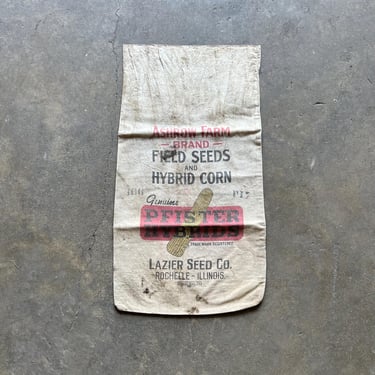 Vintage 1950s Pfister Hybrids Ashrow Farms Seed Sack Lazier Rochelle Il 