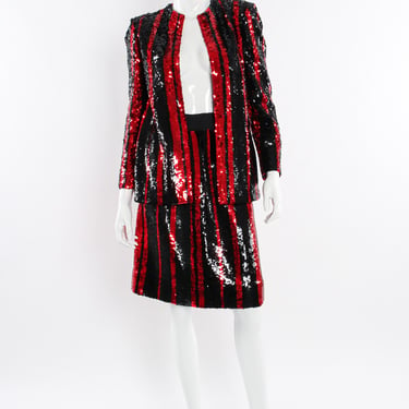 Jacket & Skirt Stripe Sequin Set