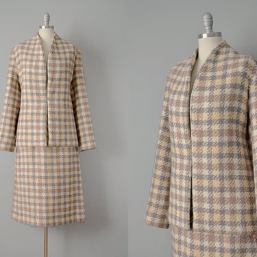SALE: 50s Suit // 1950’s Autumnal Wool Houndstooth Plaid Suit // M 