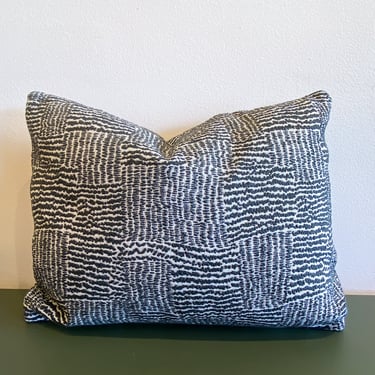Rectangular Grey and White Woven Textured Pillow