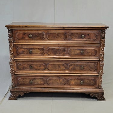 Antique 18th Century Italian (Bergamo, Lombardy) Burl Walnut Chest of Drawers