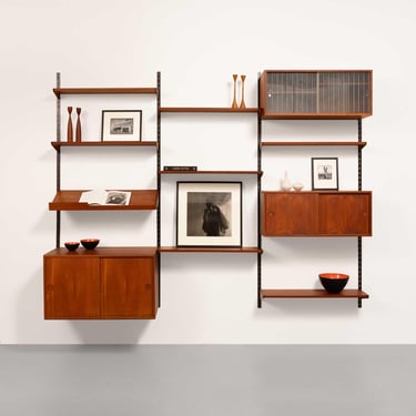 Kai Kristiansen Teak Wall System with Glass Cabinet Danish Mid-Century 1960s 