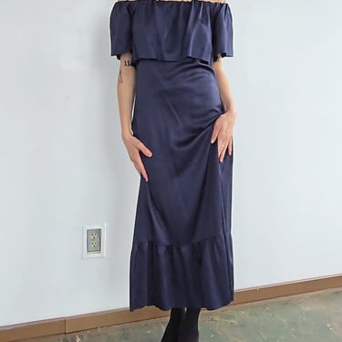 Barneys NY Navy Satin Gown (L)