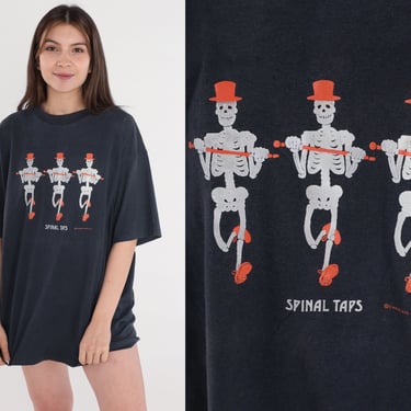 Funny Halloween Shirt 90s Dancing Skeleton T-Shirt Spinal Taps Joke Pun Graphic Tee Spooky Retro October TShirt Vintage 1990s Extra Large xl 