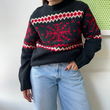 Black and Red Snowflake Sweater