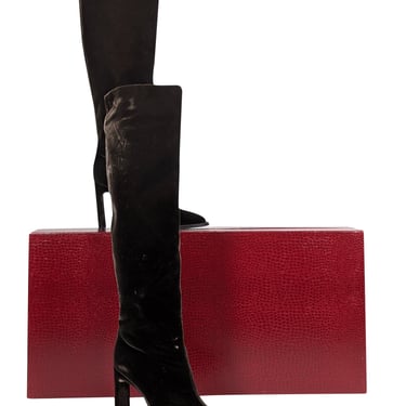 Tamara Mellon - Brown Velvet Tall Heeled Boots Sz 7.5