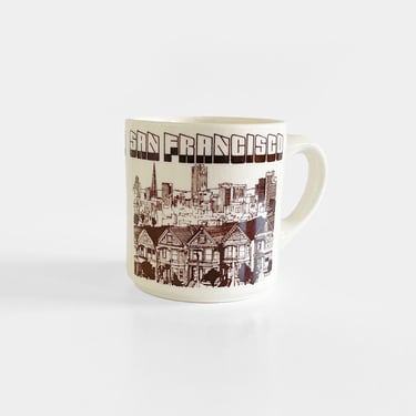 San Francisco Postcard Row Souvenir Coffee Mug 70's The Painted Ladies 