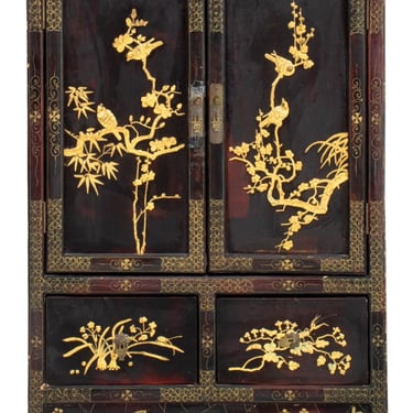 Chinese Gilt Black Lacquered Cabinet