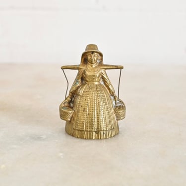vintage french brass &quot;lady bell&quot; carrying water