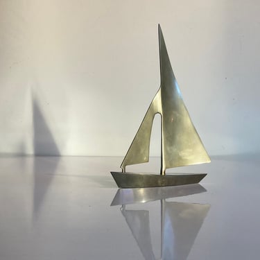 Vintage solid brass sailboat 