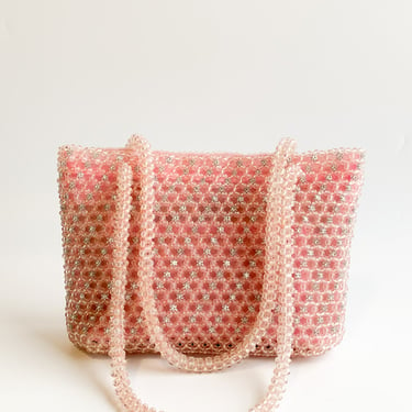 Y2K Shimmery Pink Beaded Handbag