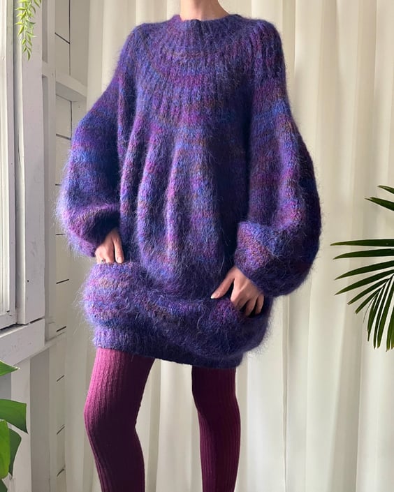 90s Hand Knit Mohair Sweater - Lucky Vintage