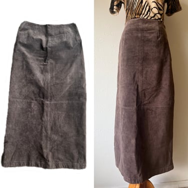 vintage suede maxi skirt size medium 