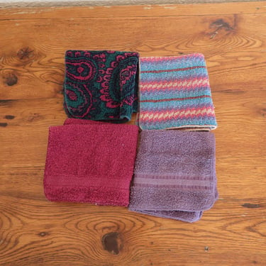 Vintage Washcloth Bath Towels Set of 4 100% Cotton 1980's 