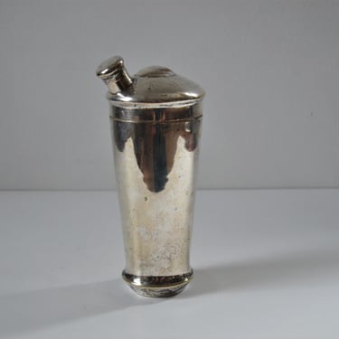 Vintage Silver Plater Cocktail Shaker with Screw Cap Lid, Retro Barware 