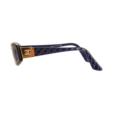 Chanel Navy Quilted Logo Sunglasses