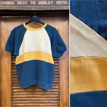 Vintage 1960’s Tri-Tone Mod Colorblock Short Sleeve Sweatshirt, 60’s Mod, Vintage Sweatshirt, Vintage Shirt, Vintage Clothing 