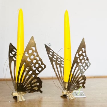 Brass Cut Out Butterfly Candle Holders