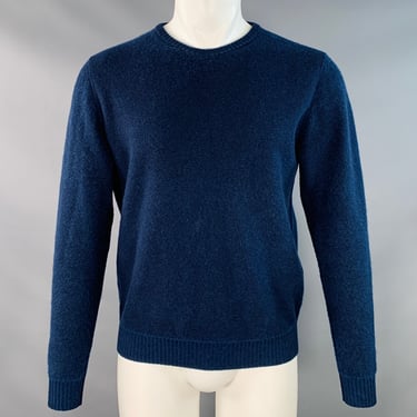 BARNEY'S NEW YORK Size M Blue Black Cashmere Crew Neck Sweater