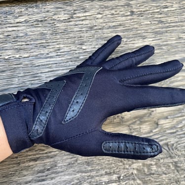 vintage driving gloves 1970s navy isotoner cafe racer winter gloves 