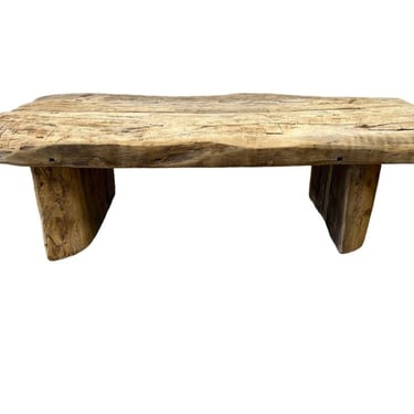 Rustic Antique Bleached Natural Live Edge Wood Bench or Coffee Table 