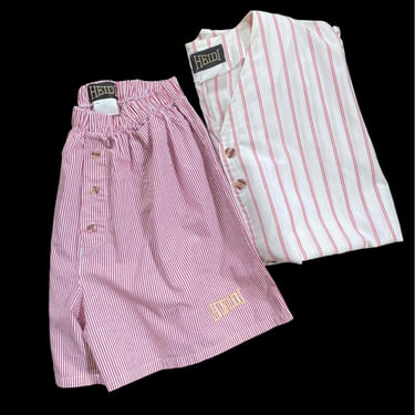 RARE Heidi Wear Set / 90s HEIDI FLEISS Sleep Set / Two Piece Shorts and Button Down 