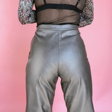 VTG 90s Silver Leather Pants 