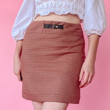 1990s Buckled Plaid Mini Skirt, sz. S