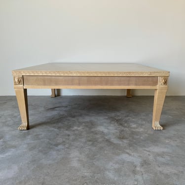 Vintage Neoclassical - Style  Carved Greek Key Lion Design Coffee Table 