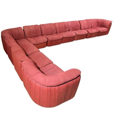 Casa Bella Pleated Leather and Suede Modular Sofa, 1983