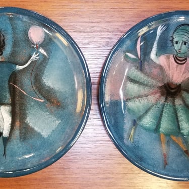 Mid-Century Modern Polia Pillin Pair Studio Pottery Plates 